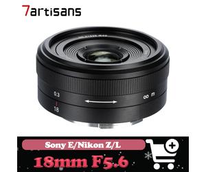 Lente 7artisans Cookies Full Frame de 18 mm F5.6 con Enfoque Manual para Fotografía de Humanidades, Compatible con Sony E, Nikon Z, Panasonic L-mount Negro