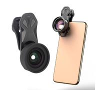Lente con clip para teléfono, gran angular de 120 grados y macro de 10 aumentos, lente de vidrio óptico