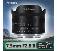 7artisans Lente fija manual de ojo de pez de 7,5 mm f2.8 Mark II APS-C para cámaras Canon R Mount Mirrorless R RP R5 R6