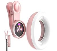 Lente de cámara selfie - Lente de primer móvil, luz de relleno de lente macro HD | Linterna macro con cable de carga, lámpara de llenado LED macro para un