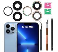 Lente de cámara trasera de repuesto para iPhone 13 Pro Max, 13 Pro Max, kit de herramientas de reparación de vidrio de repuesto con adhesivo preinstalado, lente de cámara de vidrio trasero, juego de