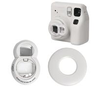 Lente de espejo para selfie compatible con Fujifilm Instax Mini SE 7+ 8 9, accesorio de autorretrato con anillo auxiliar para un mejor enfoque y fotos de selfie (blanco)