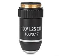 Lente de objetivo acromático de repuesto de 195 mm de longitud del tubo de 20,2 mm, rosca RMS para kit de microscopio de biología de laboratorio escolar 4X-100X (100X)