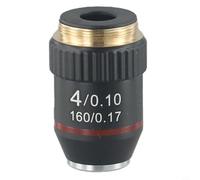 Lente de objetivo acromático, DIN 4X-100X para microscopios compuestos de 160 mm, grado de laboratorio parfocal de 45 mm para investigación biológica (4X)