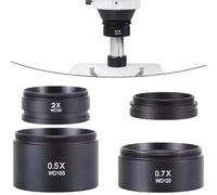 Lente de objetivo de microscopio de 0,5 x 0,7 X, accesorio auxiliar para microscopios de zoom estéreo trinoculares, equipo de lente óptica de 48 mm de diámetro, magnífico de laboratorio (2.0X)