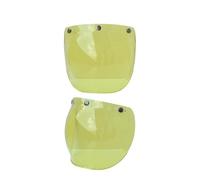 Lente de parabrisas con visera de burbuja para motocicleta con soporte abatible para cascos de 3 botones amarillo bronceado oscuro transparente multicolor plateado (amarillo)