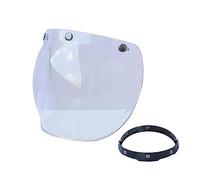 Lente de parabrisas con visera de burbuja para motocicleta con soporte abatible para cascos de 3 botones amarillo bronceado oscuro transparente multicolor plateado (transparente)