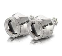 Lente de proyector HID Bi-Xenon de 2,5 pulgadas H4 H7 H11 para coche Retrofit uso H1 luz universal (cubierta plateada con ojos de ángel blancos)