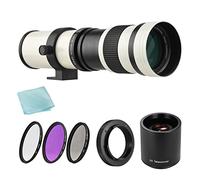 Lente de Zoom telefoto HUIOP Cámara MF Super Teleobjetivo Zoom Lente F / 8.3-16 420-800mm Montaje en T + Juego de filtros UV/CPL/FLD + 2X Lente de teleconversor de 420-800mm + Anillo Adaptador T2-