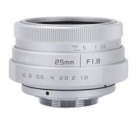Lente gran angular CCTV C Mount, negro 25 mm F1.8 Mini CCTV C Mount Home Lente electrónica de aleación de aluminio 25 mm F1.8, para cámara Sony NEX Sony NEX DSLR interior y(Silver)