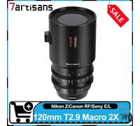 Lente macro 2X Cine de gran apertura y teleobjetivo 7artisans Full Frame 120mm T2.9, compatible con Sony, Nikon, Canon y Panasonic 120mm T2.9