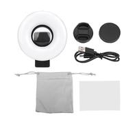 Lente Macro Cheotime 15x con Mini luz de Anillo de Clip, Lente Macro de luz de Anillo de teléfono LED, atenuación portátil de 3000k-6500k, para fotografía de teléfono Inteligente,