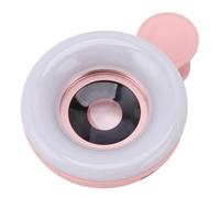Lente Macro para Teléfono con Luz, Lente Macro 15x Anillo de Luz con Clip para Teléfono 2800 a 6500K para Grabación de Video y Fotografía (Pink)