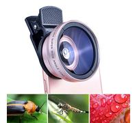 Lente macro y gran angular Herrnalise 0.45X49mm, kit 2 en 1 con clip, compatible con iPhone, para vlog, compatible con teléfonos móviles.