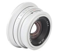 Lente Manual de 25 Mm F1.7 - Efecto de Ráfaga de Apertura y Zoom Grande para Cámaras M4/3, Aleación de Aluminio Liviano con Bokeh de 10 Palas (20 Cm de Enfoque Cercano (Silver)