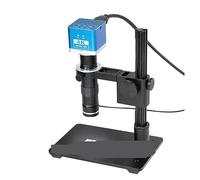 Lente Microscopio, 4K 2K 1080P 51MP Laboratorio de video industrial VGA USB Microscopio Cámara Zoom 130x C-MOUNT Lente Anillo de luz LED for reparación de PCB de teléfono(Style B-4k)