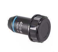 Lente objetivo microscopio 20 2 mm RMS 195 negro acromático con aumento 4X, 20X, 40X, 60X, 100X (40X)