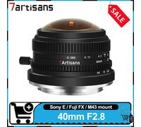 Lente Ojo de Pez 7artisans APS-C 4mm F2.8 Gran Angular de Enfoque Manual Compatible con Sony E, Fuji FX y Olympus M43