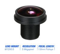 Lente ojo de pez para CCTV de 1,8 mm F2.0 y 180 para cámaras IP infrarrojas de 1/2,5".