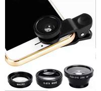 Lente para teléfono 3 en 1 con clip universal 065X, gran angular, ojo de pez, macro, para teléfono móvil