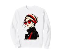 Lente roja Moda Muse Rayas Headwrap Chic Ink Art Sudadera