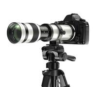 Lente súper teleobjetivo de 420-800 mm f/8.3 para montura Canon EF/EF-S, lente de zoom manual de marco completo para EOS 5D, 90D, 80D, 7D y Rebel Series, color blanco