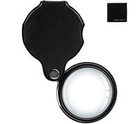 Lente tascabile 20X - Nera Mini Lente pieghevole portatile con fodero protettivo girevole per lettura e ispezione OS18