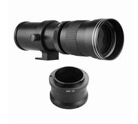 Lente Teleobjetivo, Enfoque Manual Lente de Zoom Súper Teleobjetivo con Anillo Adaptador T2-NEX Tapa Frontal Tapa Trasera Lente de Montaje en T de 420-800 Mm F/8.3-16 Lente de