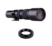 Lente Telescópica, Lente Superteleobjetivo con Zoom Manual de 500 Mm Lente con Zoom Teleobjetivo de Apertura F/8.0-32 con Montura T y Anillo Adaptador de Montura F para