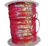 Lentejuelas artesanales brillantes 10 yardas de lentejuelas 3 mm for festivales, sueltas a granel for adornos álbumes recortes, hilo bordado redondo(Red)