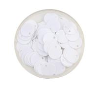 Lentejuelas artesanales brillantes Lentejuelas for manualidades creativas de 10 g, lentejuelas sueltas redondas planas PVC a 30 mm, for ropa, joyas, costura, boda(White,25mm)