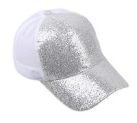 Lentejuelas cola de caballo mujeres desordenado sombrero snapback sombreros brillante gorra de penitencia gorra de callboy, plata, 54