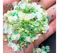 Lentejuelas de cristal para uñas, mezcla de estrellas, corazones y flores, copos de lentejuelas brillantes para manicura, decoración de bodas, confeti verde mixto, 50 g