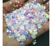 Lentejuelas de cristal para uñas, mezcla de estrellas, corazones y flores, copos de lentejuelas brillantes para manicura, decoración de bodas, confeti rosa, 50 g