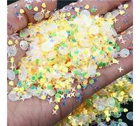 Lentejuelas de cristal para uñas, mezcla de estrellas, corazones y flores, copos de lentejuelas brillantes para manicura artística, decoración de bodas, confeti amarillo mixto, 10 g