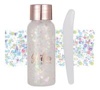 Lentejuelas de sirena con purpurina líquida, sombra de ojos, gel para el cuerpo, festival, purpurina, cosméticos, para el pelo, maquillaje de larga duración, brillo de (#101 Colorido Blanca)