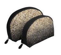 Lentejuelas Doradas Brillantes., Bolsa de Maquillaje de Concha, Monedero pequeño para Mujer, Bolsa de artículos de tocador, Bolsa de cosméticos, 2 Piezas