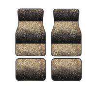 Lentejuelas Doradas Brillantes, Juego de 4 Alfombrillas para Coche, Alfombrillas Antideslizantes de Neopreno para vehículos, Accesorios para Coche