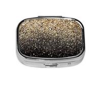 Lentejuelas doradas brillantes., Pastillero cuadrado para bolsillo o monedero, pequeño contenedor de pastillas, organizador de pastillas de viaje