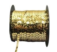 Lentejuelas elásticas circulares de 90 m, 6 mm, resistentes a la abrasión, for bodas, fiestas, accesorios hechos a mano.(Light Gold)