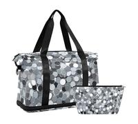 Lentejuelas falsas plateadas bolsas de viaje grandes de transporte con bolsa de aseo para deportes plegables, Lentejuelas falsas plateadas, 1 talla, Lentejuelas falsas plateadas, 1 talla