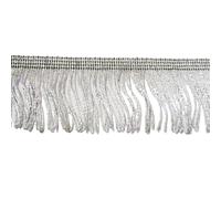 Lentejuelas Flecos 1 metro/lote 50mm de ancho borde flecos borla encaje fibra poliéster for accesorios ropa DIY(Silver)