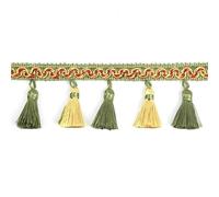 Lentejuelas Flecos 6 m/lote 9cm de ancho flecos cortina adorno borlas accesorios encaje ropa decorativa tejido for costura DIY correas perla(Mix Green Gold,6m)