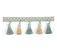Lentejuelas Flecos 6 m/lote 9cm de ancho flecos cortina adorno borlas accesorios encaje ropa decorativa tejido for costura DIY correas perla(Mix Blue Beige,6m)