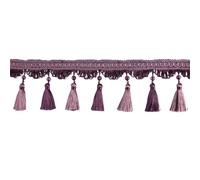 Lentejuelas Flecos 6 y 3 metros de tela encaje con borlas, borde flecos, cuentas cristal, for costura DIY, accesorios cortina, decoración(Purple,3Meter)