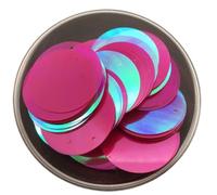 Lentejuelas Grandes Lentejuelas redondas planas sueltas de PVC de 10 mm, 15 mm, 20 mm, 25 mm y 30 mm for costura, bodas y manualidades. Con un orificio lateral.(Fuchsia Trans,20mm 96pcs 10g)