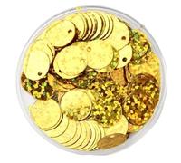 Lentejuelas holográficas sueltas para coser, Lentejuelas holográficas redondas de PVC sueltas con agujero, multicolor, 10-30 mm, for costura y manualidades(Laser Gold,10mm 10g 240pcs)
