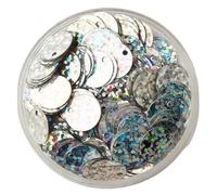 Lentejuelas holográficas sueltas para coser, Lentejuelas holográficas redondas de PVC sueltas con agujero, multicolor, 10-30 mm, for costura y manualidades(Laser Silver,10mm 10g 240pcs)