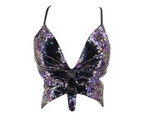 Lentejuelas Mariposa Crop Tops Top De Mariposa Con Lentejuelas De Fiesta Para Mujer Top De Baile Con Halter Para Mujer Para Carnaval Fiesta Danza Del Vientre