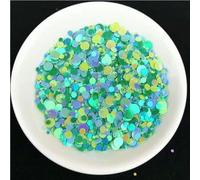 Lentejuelas para uñas de 20 g, varios tamaños, 1 mm, 2 mm, 3,0 mm y 4,0 mm, planas y redondas, para manicura de chicas, con purpurina (mezcla de 2 verdes y 1 azul)